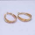 16K Gold plated Triple Bar Oblong Geometric Hinge Hoop Earrings in Gold & Silver | AD879 AD880