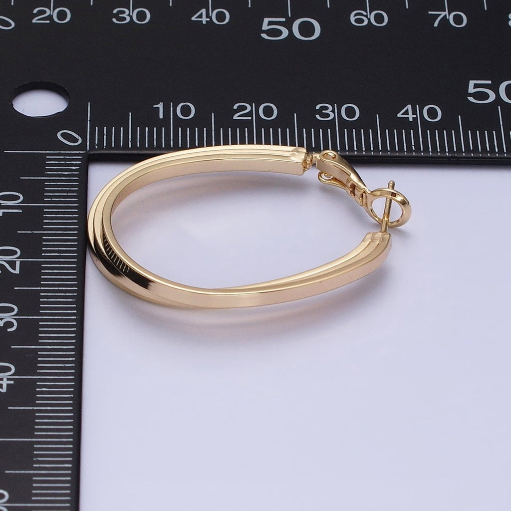 16K Gold plated Triple Bar Oblong Geometric Hinge Hoop Earrings in Gold & Silver | AD879 AD880