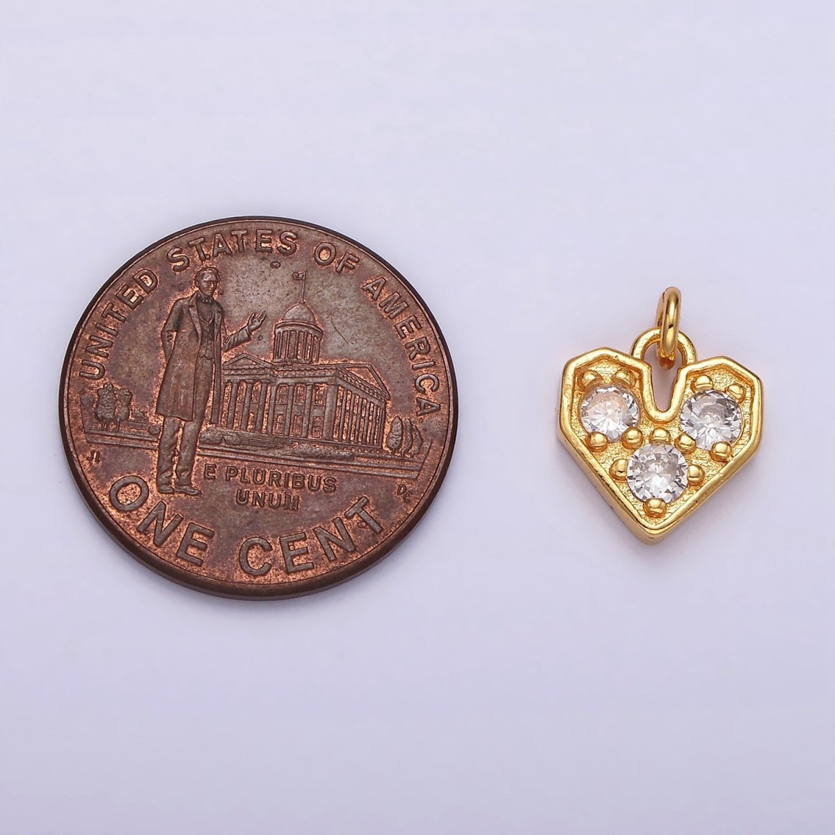 16K Gold plated Triple Clear CZ Heart Add-On Charm | AC848 - DLUXCA