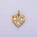 16K Gold plated Triple Clear CZ Heart Add-On Charm | AC848 - DLUXCA