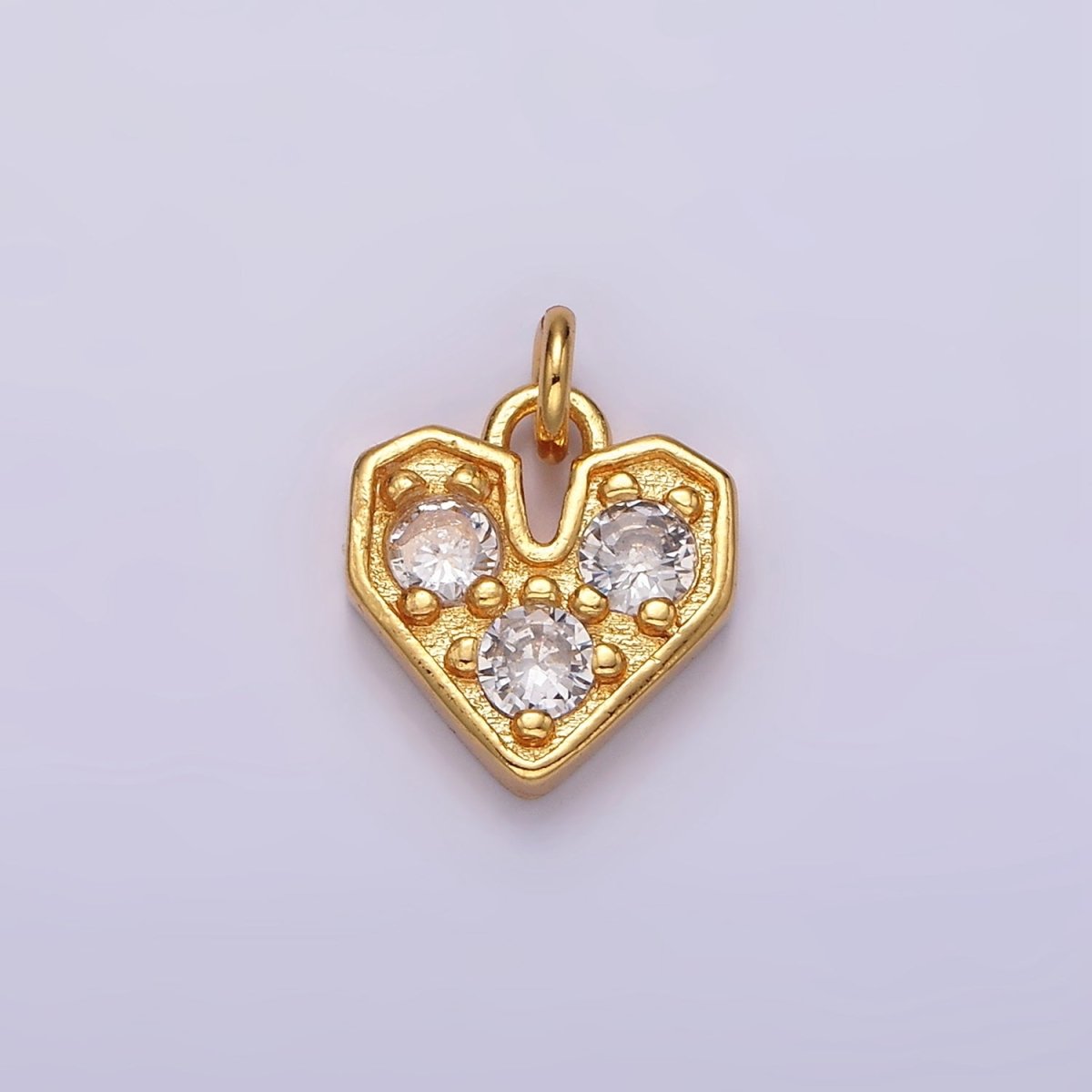16K Gold plated Triple Clear CZ Heart Add-On Charm | AC848 - DLUXCA