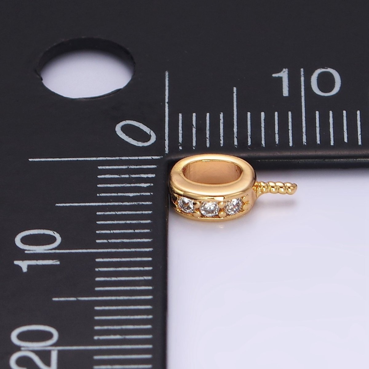 16K Gold plated Triple CZ Micro Paved Drill Peg Bail Jewelry Making Findings Supply | Z-498 - DLUXCA