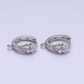 16K Gold plated Triple Lined CZ 15mm Open Loop Huggie Earrings Supply in Silver & Gold | Z-281 Z-383 - DLUXCA