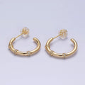 16K Gold plated Triple Micro Paved CZ Lined C-Shaped Hoop Earrings in Gold & Silver | AD1261 AD1262