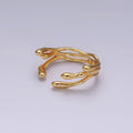 16K Gold plated Triple Molten Drip Band Open Wrap Minimalist Ring | O1248 - DLUXCA