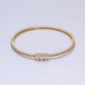 16K Gold plated Triple Oval CZ Micro Paved CZ Stackable Hinge Bangle Bracelet | WA-1756 Clearance Pricing - DLUXCA