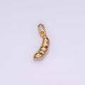 16K Gold plated Triple Peapod Peanut Geometric Curved Minimalist Mini Add-On Charm | AG108 - DLUXCA