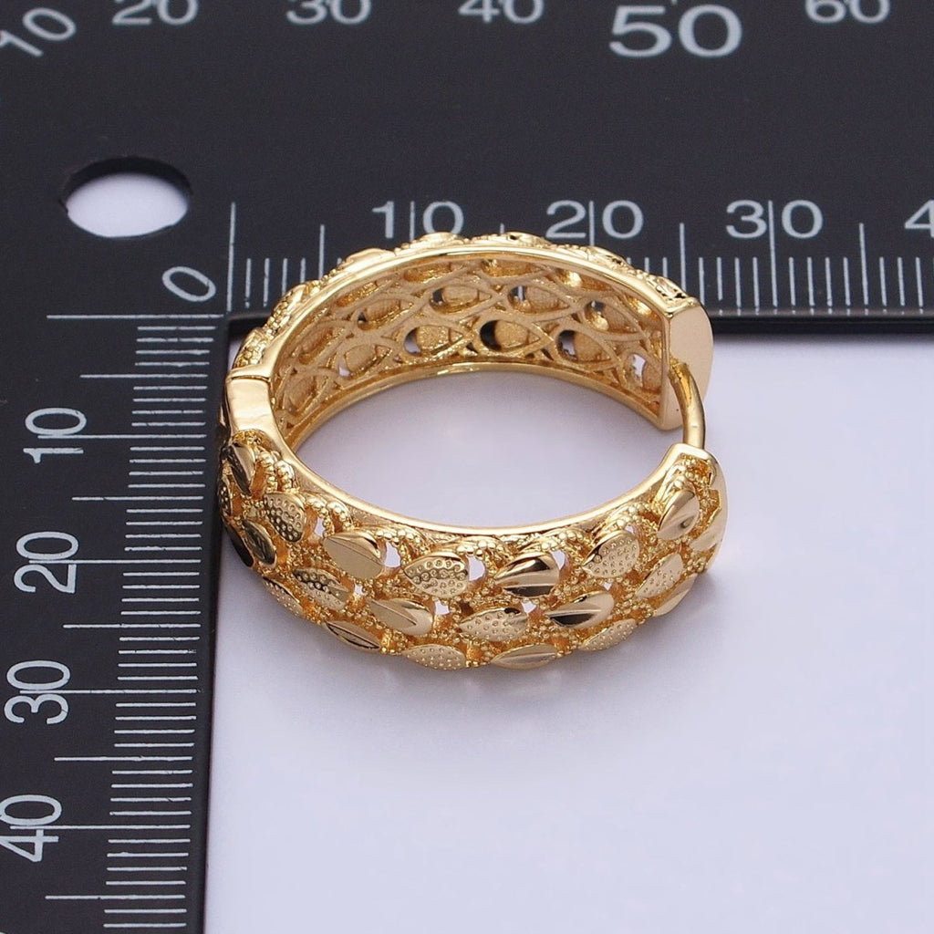 16K Gold plated Triple Teardrop Textured 28mm Hoop Earrings in Gold & Silver | AB1557 AB1558