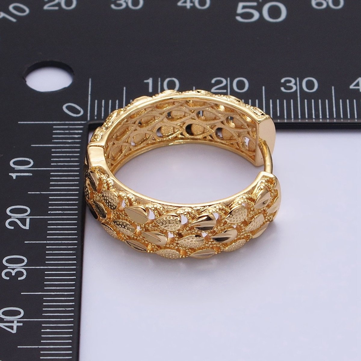 16K Gold plated Triple Teardrop Textured 28mm Hoop Earrings in Gold & Silver | AB1557 AB1558