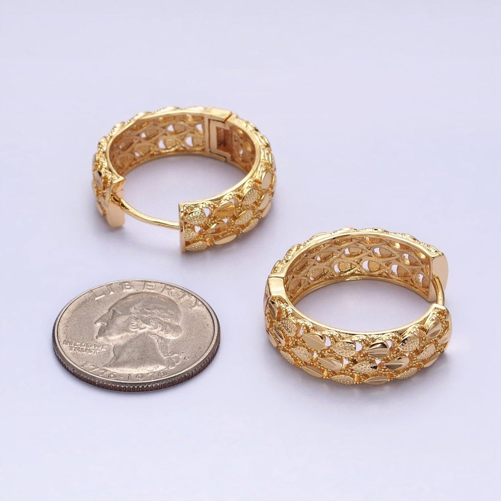 16K Gold plated Triple Teardrop Textured 28mm Hoop Earrings in Gold & Silver | AB1557 AB1558