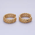 16K Gold plated Triple Teardrop Textured 28mm Hoop Earrings in Gold & Silver | AB1557 AB1558