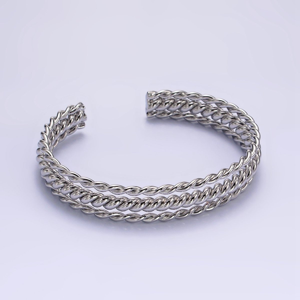 16K Gold plated Triple Twisted Rope Cuff Bangle Bracelet in Gold & Silver | WA-1918 WA-1919 Clearance Pricing - DLUXCA
