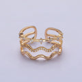 16K Gold plated Triple Wavy Micro Paved CZ Dotted Band Ring in Gold & Silver | O1795