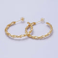 16K Gold plated Twisted Rope Wavy Geometric C-Shaped Hoops in Gold & Silver | AB735 AB736 - DLUXCA