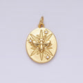 16K Gold plated Wasps Bee Insect Celestial Star Lined Oval Charm | AC1287 - DLUXCA