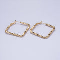 16k Gold plated Wavy Hoop Earring Irregular Rhombus Shaped Hoop Earring Medium Party Earring 35mm AD1002 AD1003