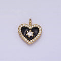 16K Gold plated White, Black, Pink Enamel Micro Paved CZ Heart Charm in Gold & Silver | AC1300 - AC1305 - DLUXCA