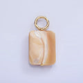 16K Gold plated White Peach Rectangle Shell Pearl Drop Pendant | P1754 - DLUXCA