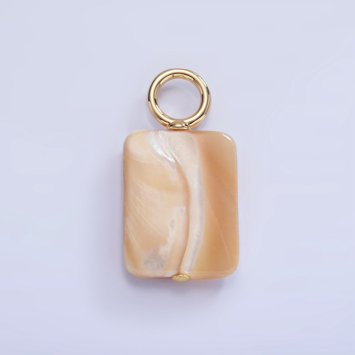 16K Gold plated White Peach Rectangle Shell Pearl Drop Pendant | P1754 - DLUXCA
