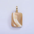 16K Gold plated White Peach Shell Pearl Rectangular Drop Latch Bail Pendant | P1597 - DLUXCA