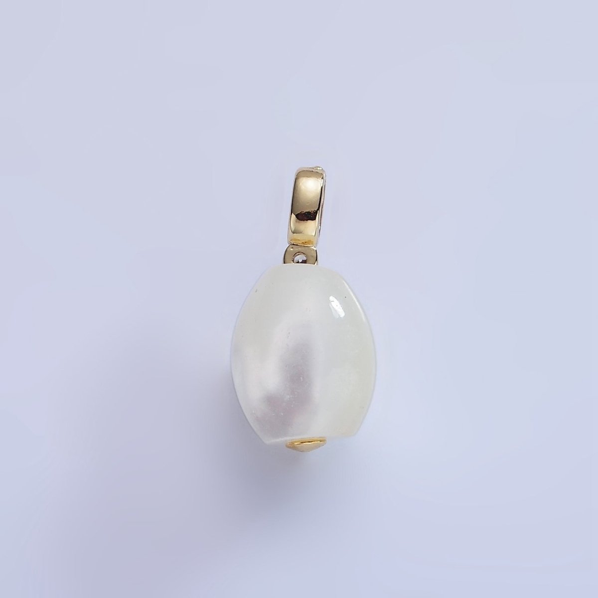 16K Gold plated White Shell Pearl Sphere CZ Drop Pendant | P1789 - DLUXCA