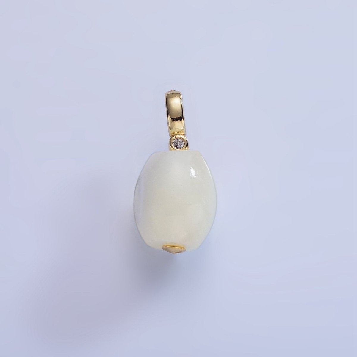 16K Gold plated White Shell Pearl Sphere CZ Drop Pendant | P1789 - DLUXCA