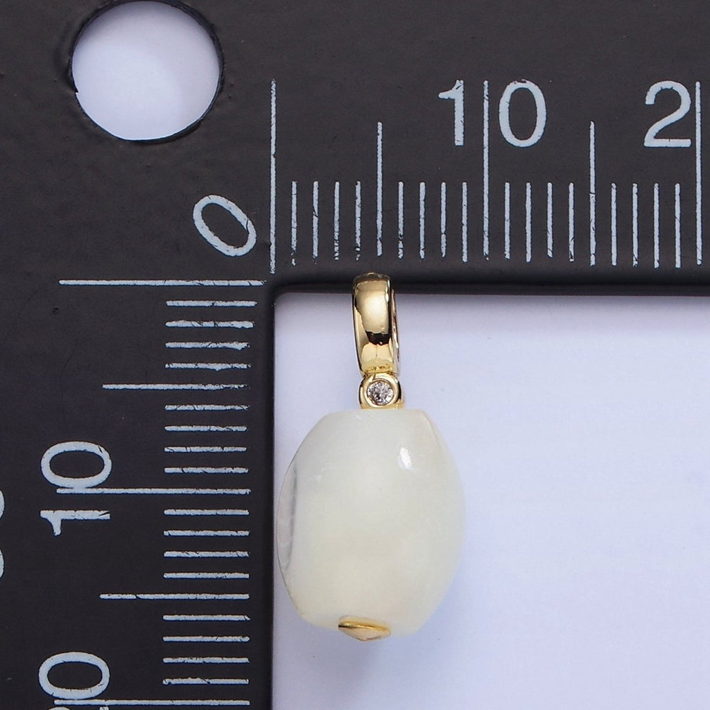 16K Gold plated White Shell Pearl Sphere CZ Drop Pendant | P1789 - DLUXCA