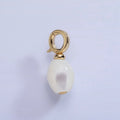 16K Gold plated White Shell Pearl Sphere Drop Latch Bail Pendant | P1588 - DLUXCA