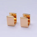 16K Gold plated Wide Boxy Geometric Rectangular Huggie Earrings | AD-1235 - DLUXCA