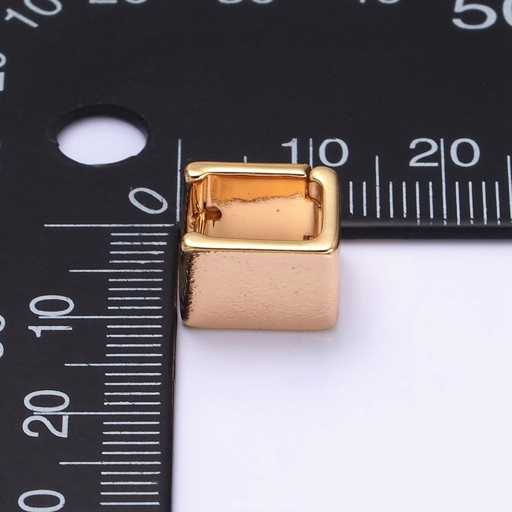 16K Gold plated Wide Boxy Geometric Rectangular Huggie Earrings | AD-1235 - DLUXCA