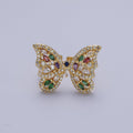 16K Gold plated Wings Butterfly Multicolor Marquise CZ Statement Ring in Gold & Silver | O-1573 O-1574