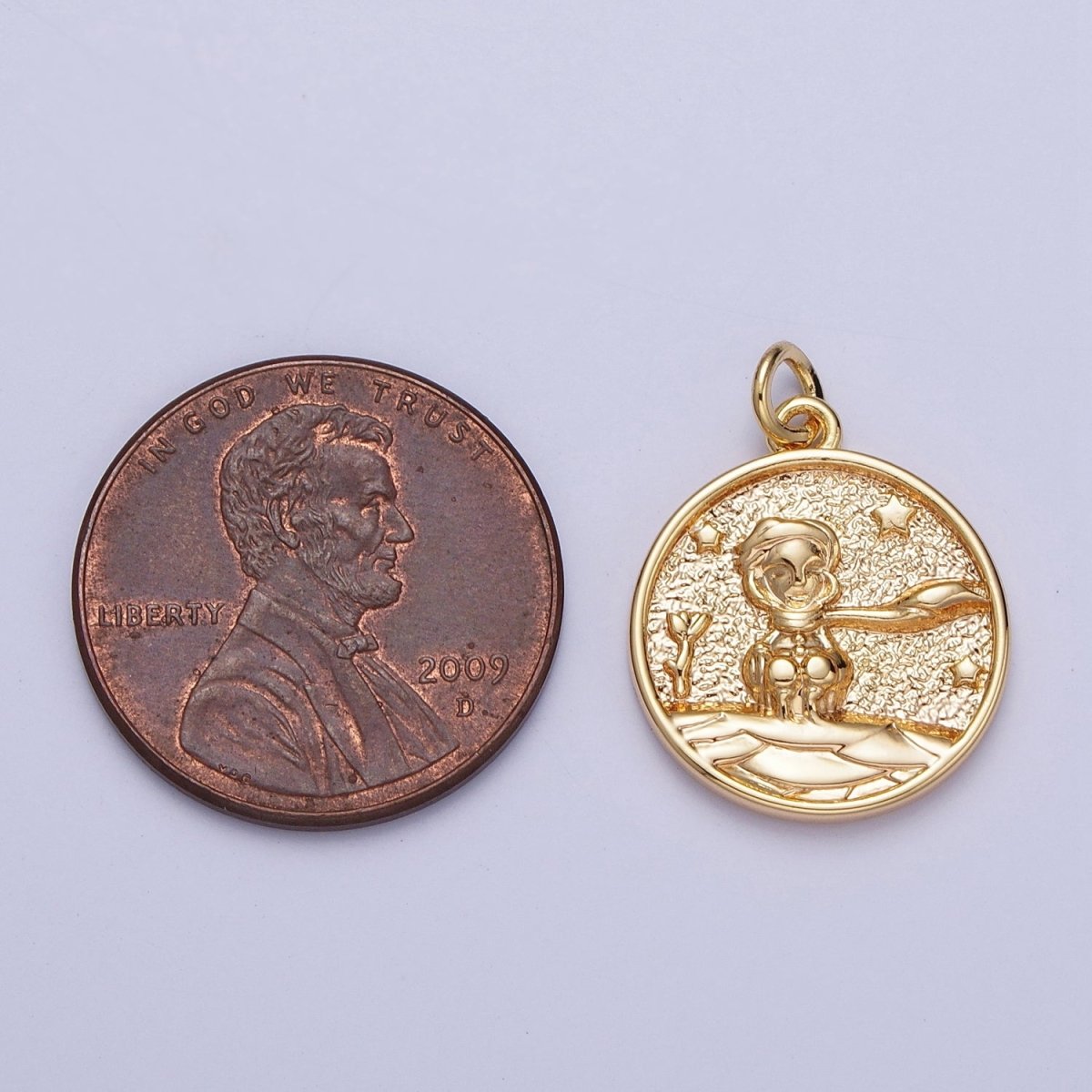 16K Gold plated Winter Boy in the Snowy Starry Night Coin Charm | A-901 - DLUXCA