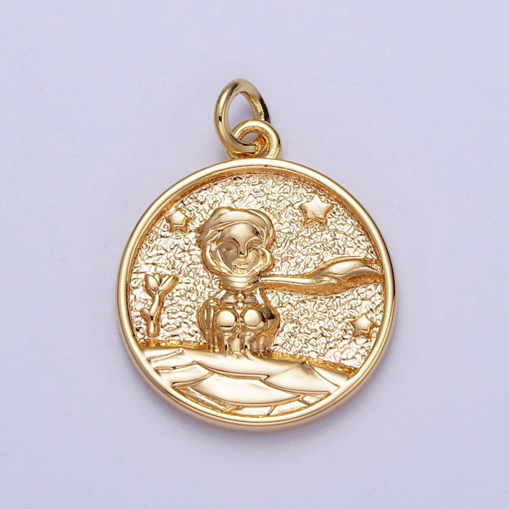 16K Gold plated Winter Boy in the Snowy Starry Night Coin Charm | A-901 - DLUXCA
