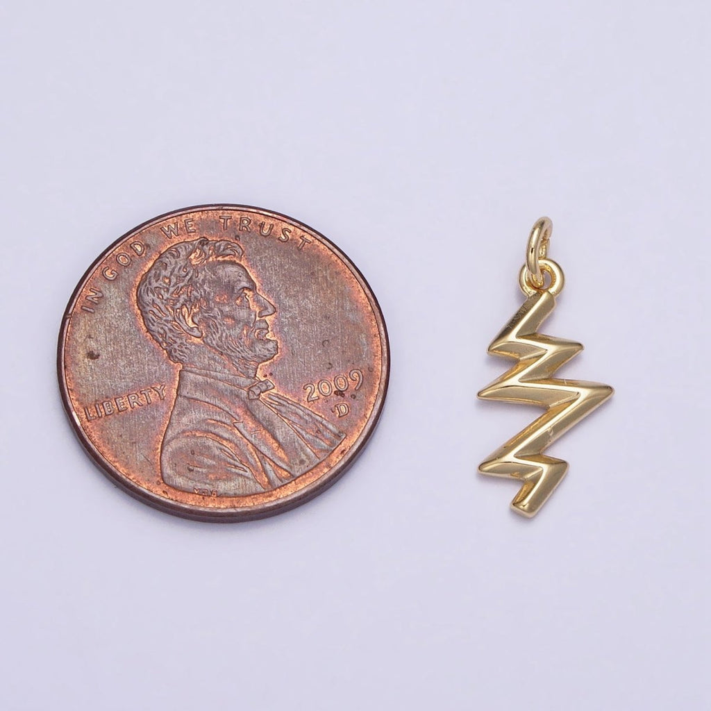 16K Gold plated Zig Zag Lightning Geometric Add-On Charm | AC1154 - DLUXCA