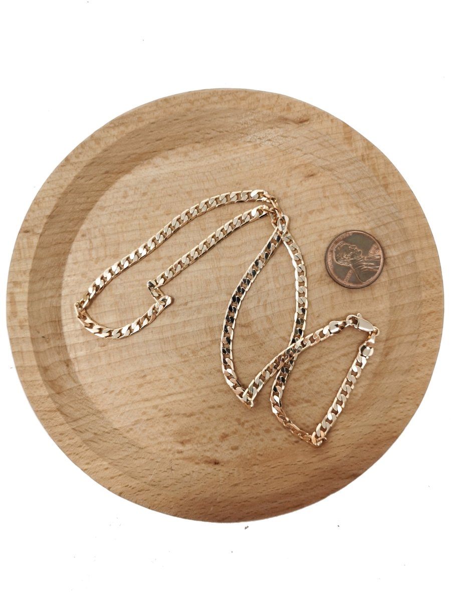 17.0'' Ready to Use 18K Rosy Gold plated Cuban Curb Necklace Chain, Layering Curb Chain Dainty Necklace, For Necklace Making, 4mm Curb Necklace w/ Lobster Clasps | CN-683 Clearance Pricing - DLUXCA