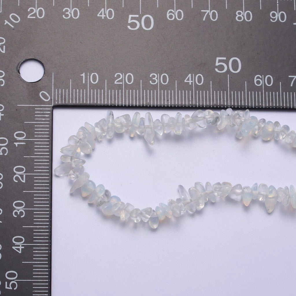 17.2 Inch Natural Clear White Opalite Crystal Stone Bead Necklace with 2" Extender | WA-645 Clearance Pricing - DLUXCA