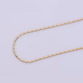 17.5 inch, 23.5 Beading Crimpable Chain Necklace, 18K Gold Plated Designed Finished Chain For Jewelry Necklace Making, Dainty 1.2mm Designed Necklace w/ Spring Ring | CN-389 CN-390  Clearance Pricing