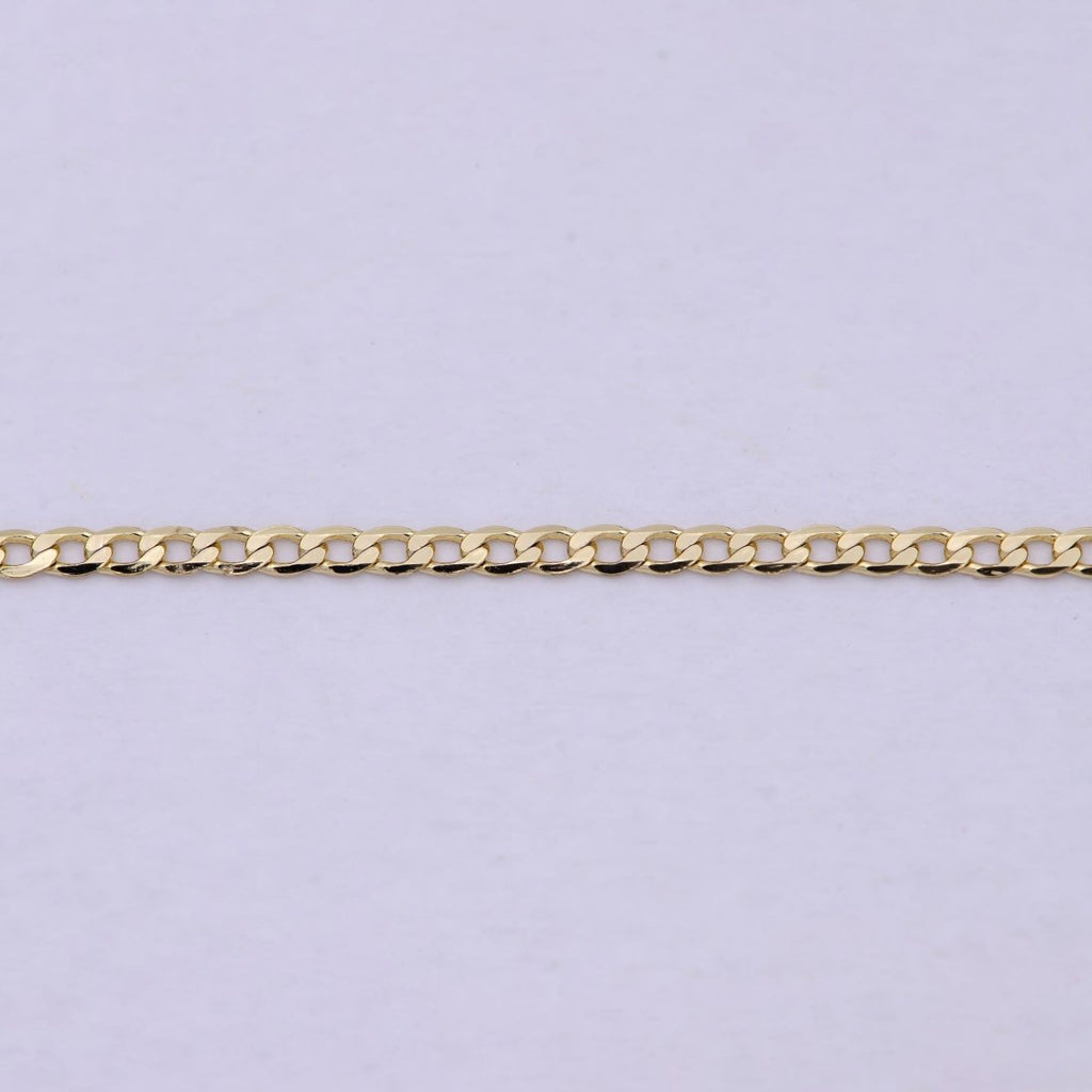 17.5 Inch Curb Figaro Finished Chain, Dainty 2mm 14K Gold Plated Necklace with Lobster Clasps | WA-623 Clearance Pricing - DLUXCA