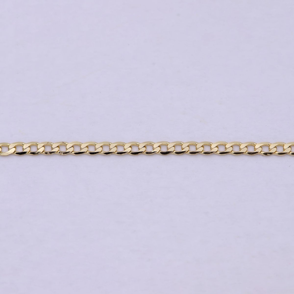 17.5 Inch Curb Finished Chain, Dainty 2mm 14K Gold plated Necklace with Lobster Clasps | WA-623