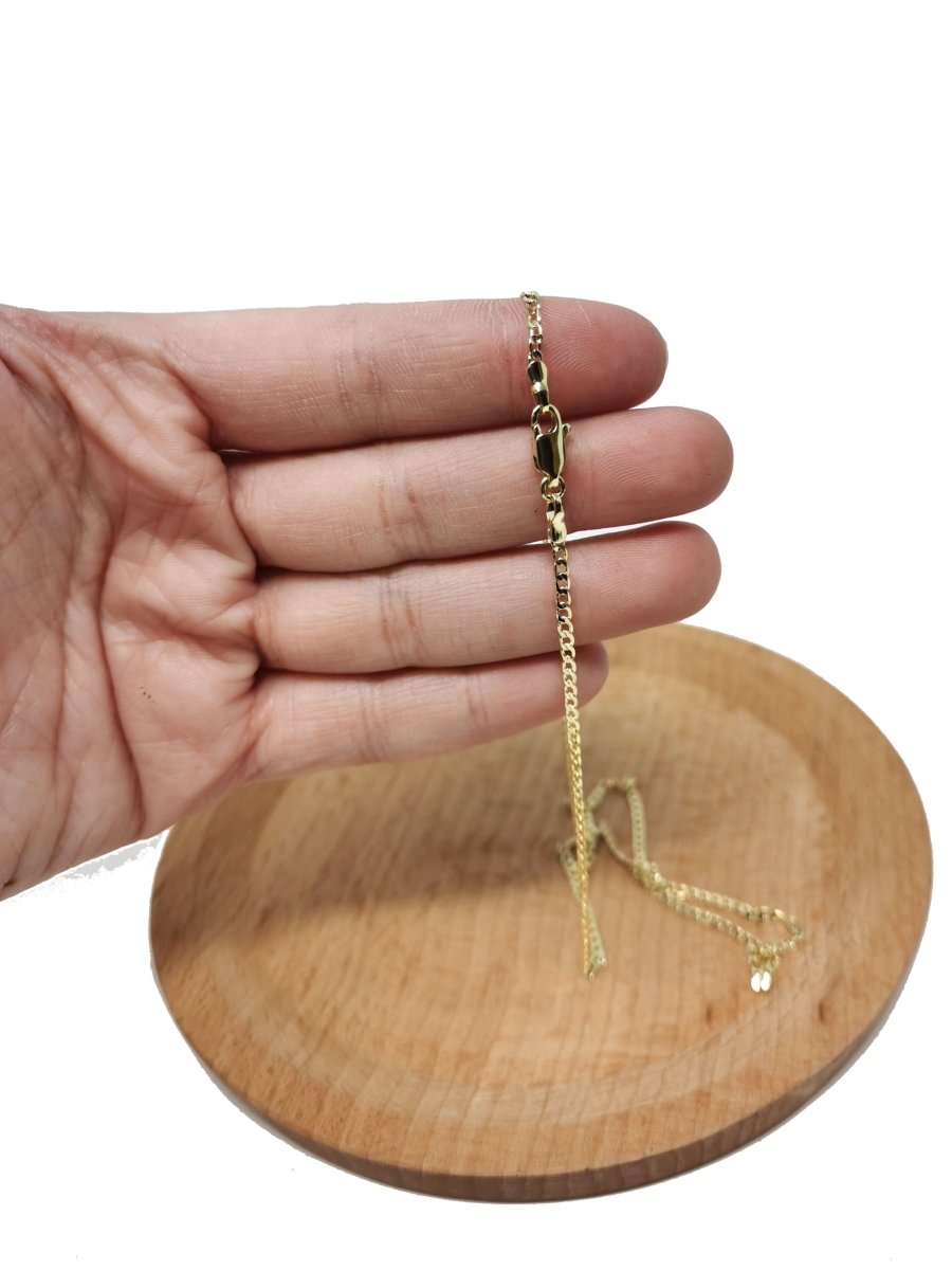 17.5 Inch Miami Cuban Curb Chain Gold plated Dainty Curb Chain Necklace 1.8mm width | WA-1746 Clearance Pricing - DLUXCA