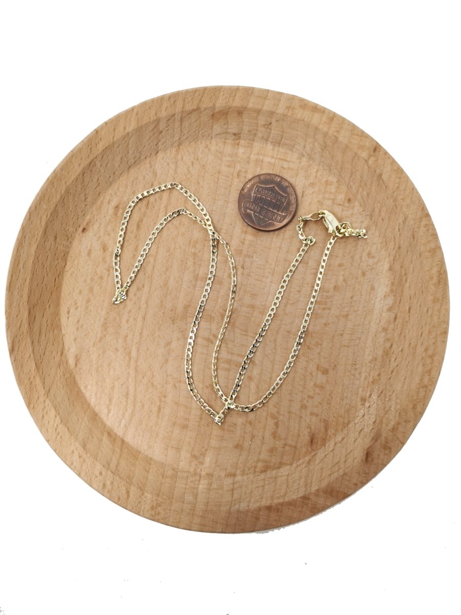17.5 Inch Miami Cuban Curb Chain Gold plated Dainty Curb Chain Necklace 1.8mm width | WA-1746 Clearance Pricing - DLUXCA
