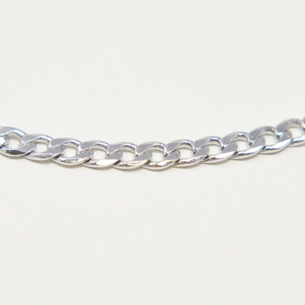 17.5 inch Silver Miami Cuban Curb Chain Necklace, White Gold plated Curb Finished Necklace, 2.5mm Curb Necklace w/ Spring Ring | CN-1013 Clearance Pricing - DLUXCA