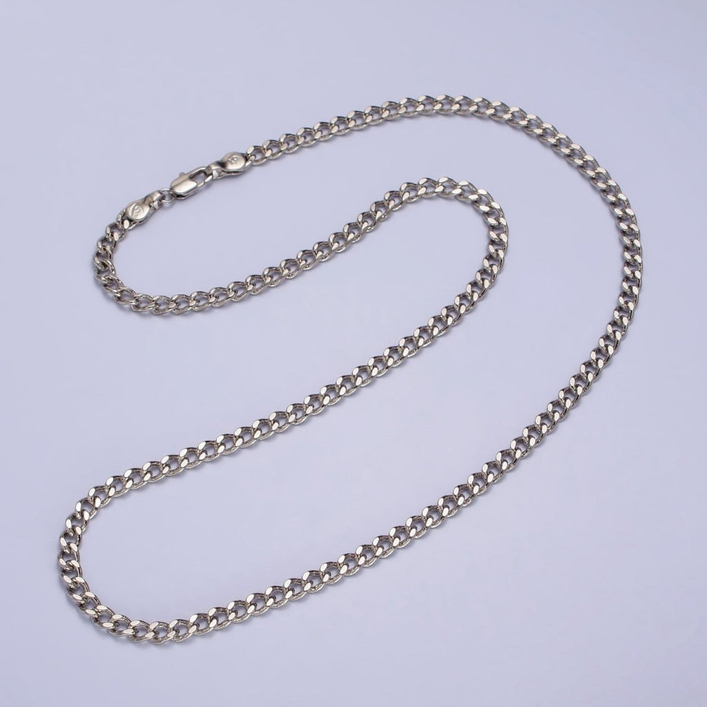 17.5'' Ready to Use White Gold plated Cuban Curb Necklace Chain 3.5mm Necklace | WA-1561 Clearance Pricing - DLUXCA