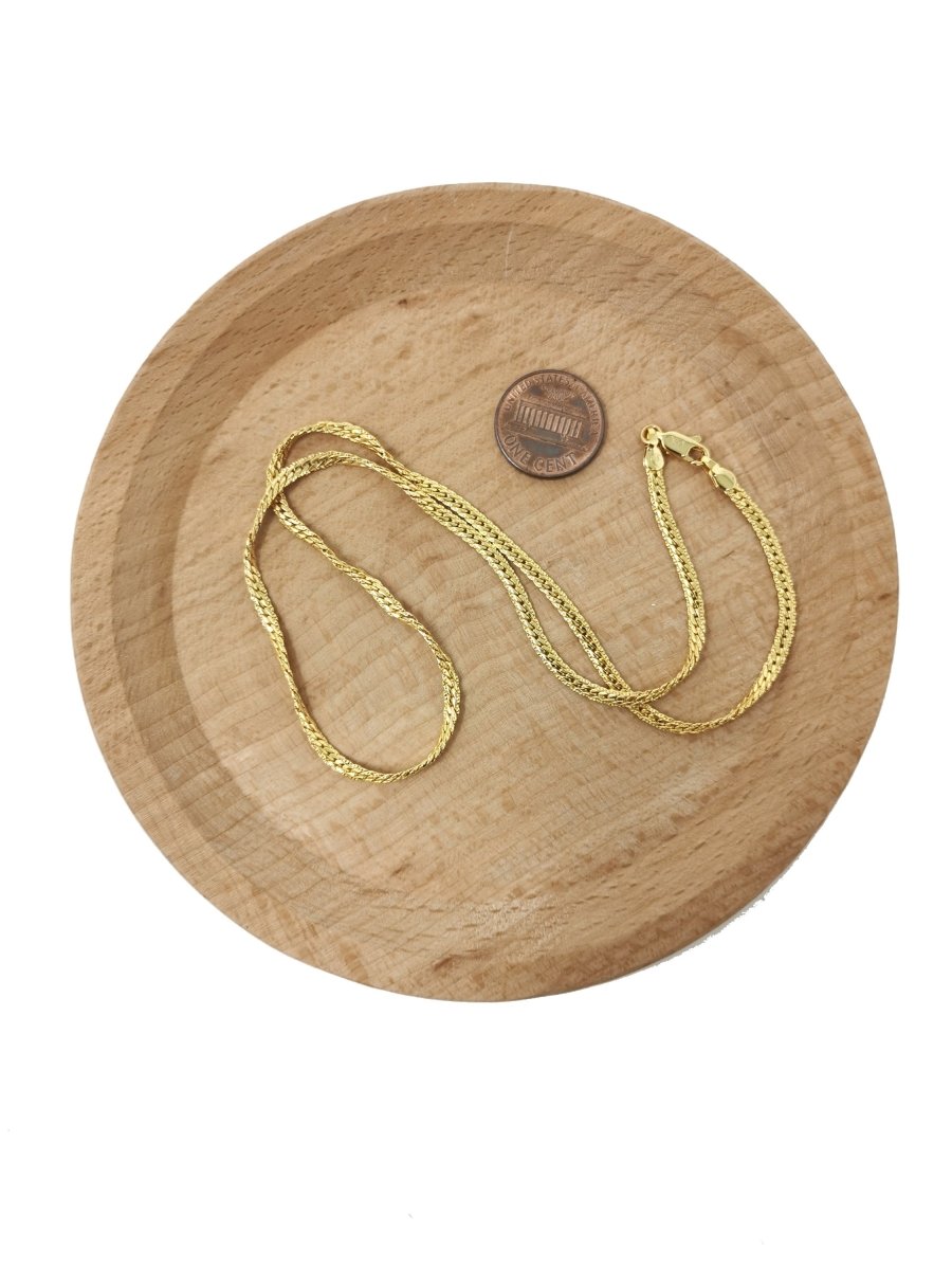 17.7" 24K Gold plated Herringbone Necklace, 2.3mm In Width, w/ Lobster Clasps | CN-526 - DLUXCA