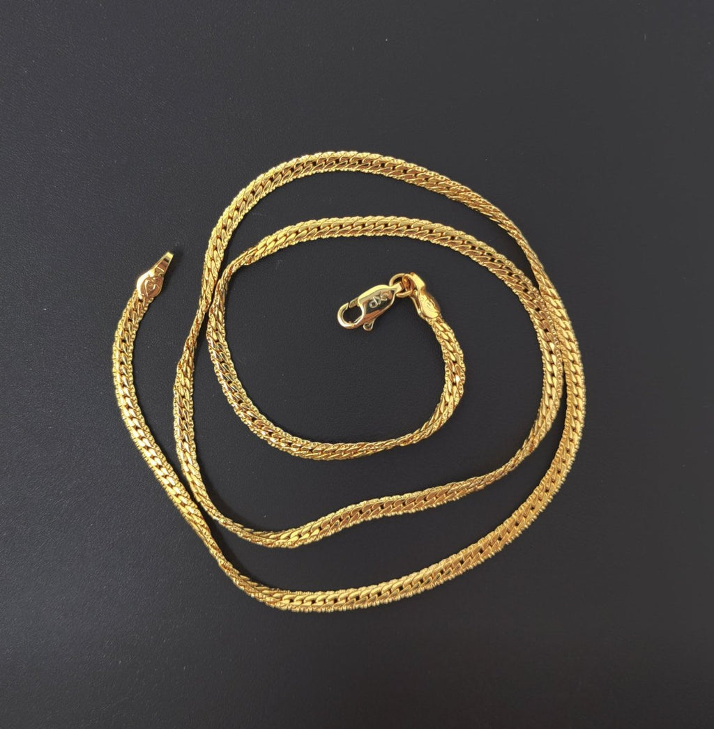 17.7" 24K Gold plated Herringbone Necklace, 2.3mm In Width, w/ Lobster Clasps | CN-526 - DLUXCA