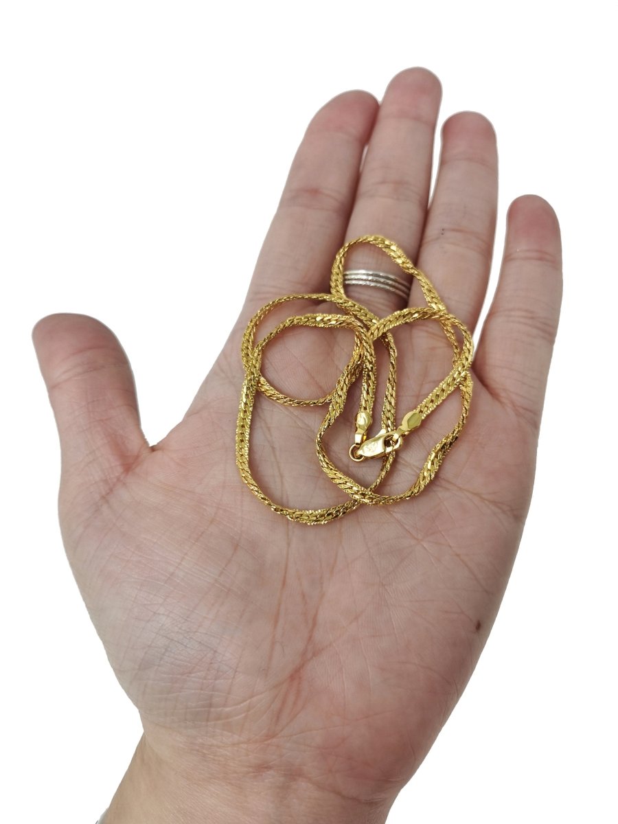 17.7" 24K Gold plated Herringbone Necklace, 2.3mm In Width, w/ Lobster Clasps | CN-526 - DLUXCA