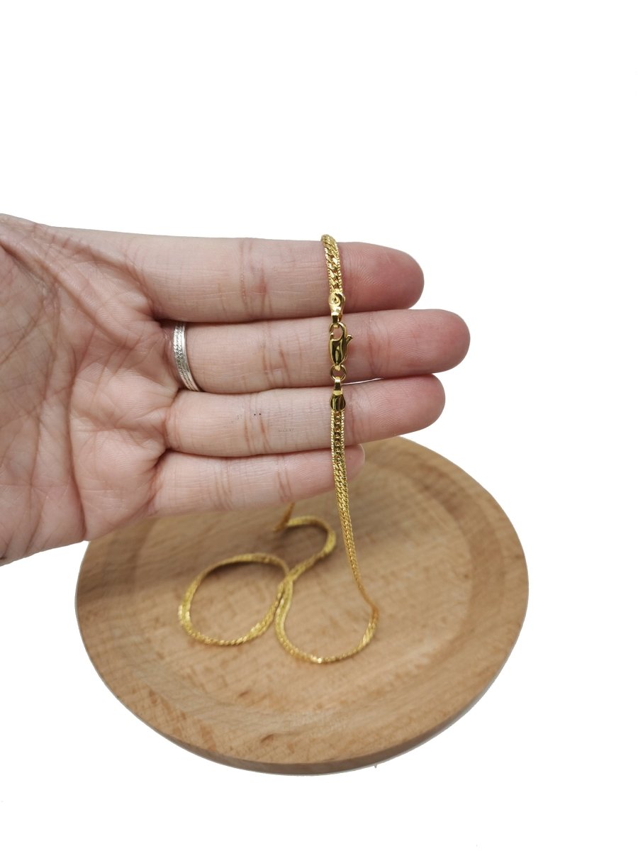 17.7" 24K Gold plated Herringbone Necklace, 2.3mm In Width, w/ Lobster Clasps | CN-526 - DLUXCA