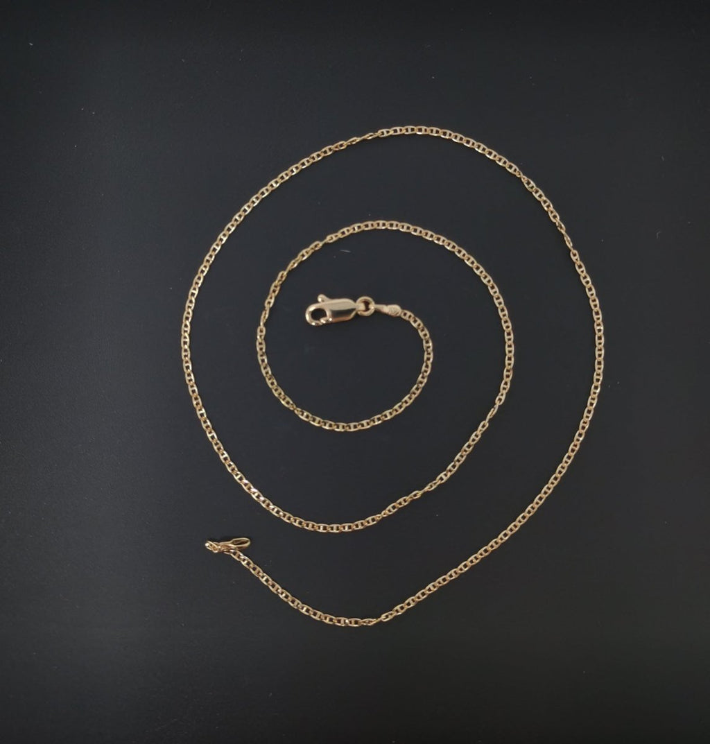 17.7 inch Anchor Chain Necklace, 18K Gold Plated Finished Chain Necklace For Jewelry Making, Dainty 1.5mm Anchor Necklace w/ Lobster Clasps | CN-591 Clearance Pricing - DLUXCA