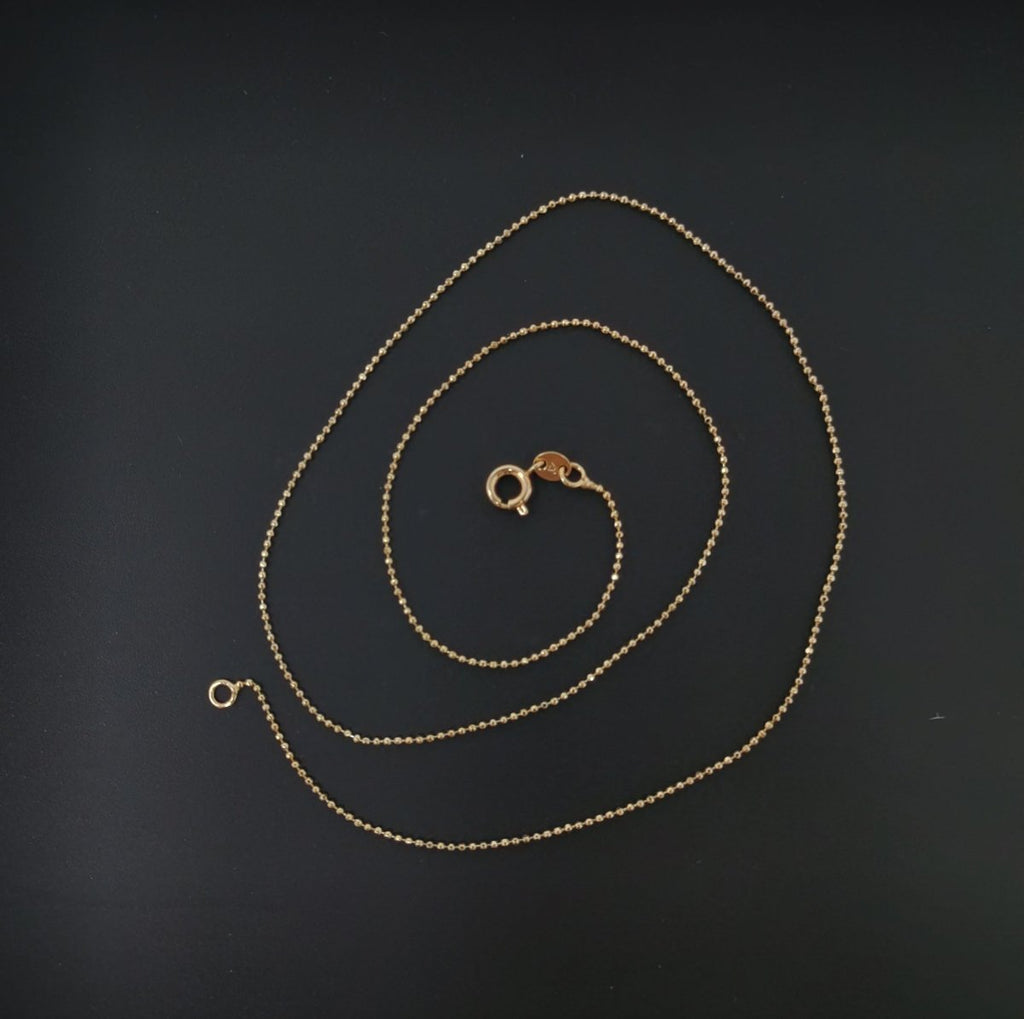17.7 inch Ball Bead Chain Necklace, 18K Gold Plated Bead Necklace For Jewelry Making, Dainty 0.8mm Bead Necklace w/ Spring Ring | CN-595 - DLUXCA