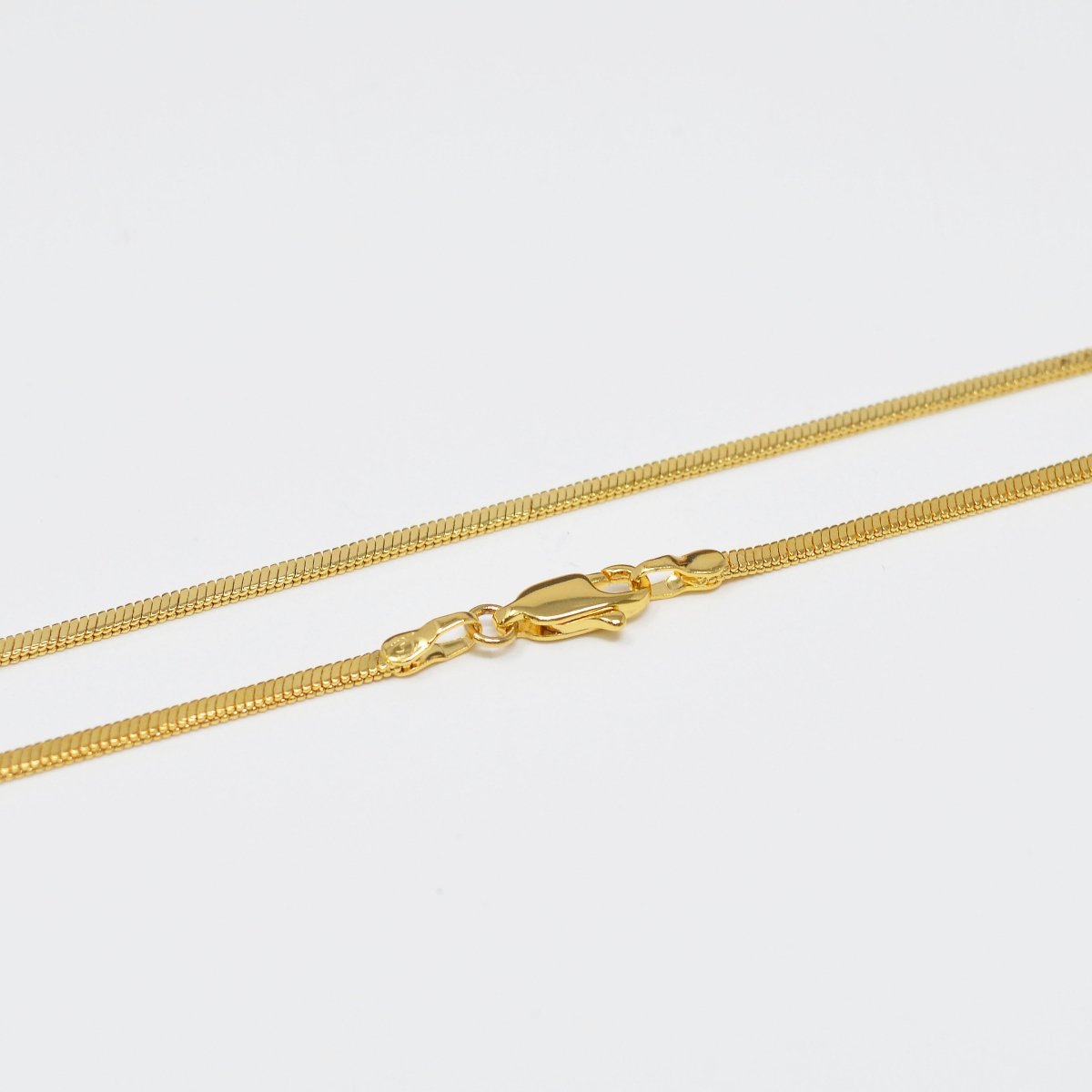 17.7 inch Omega Chain Necklace, 24K Gold plated Finished Necklace For Jewelry Making, Dainty 1.8mm Omega Necklace w/ Lobster Clasps | CN-985 Clearance Pricing - DLUXCA